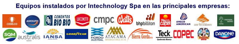 Equipos instalados por Intechnology SpA en las principales empresas